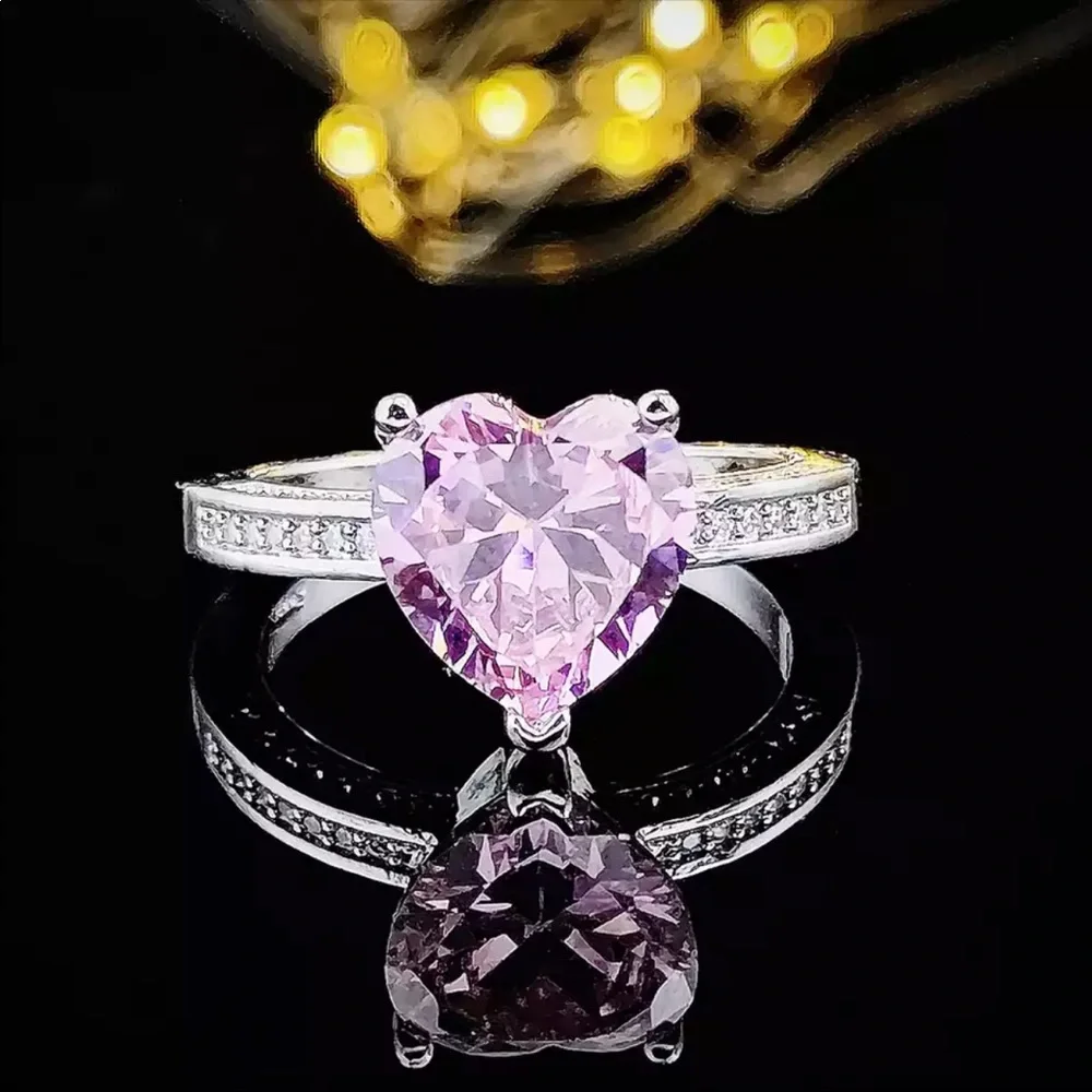 New Promise Ring 925 Silver Sapphire Heart Ring - Picture 1 of 2